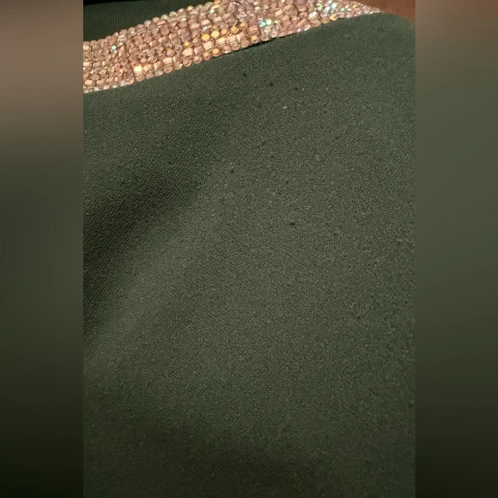 Elegant Green Strapless Dress with Silver Accents at midriff - Picture 12 of 12